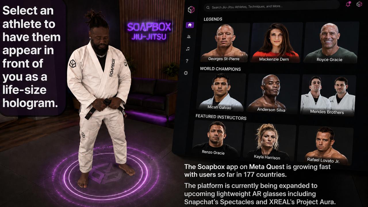 The Soapbox app — pick an athlete and have them appear in front of you as a life-size hologram